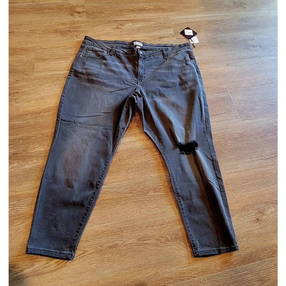 Plus Jeans gray size 26 womens 3x nwt distressed bohemian look grey curvy - Picture 2 of 10